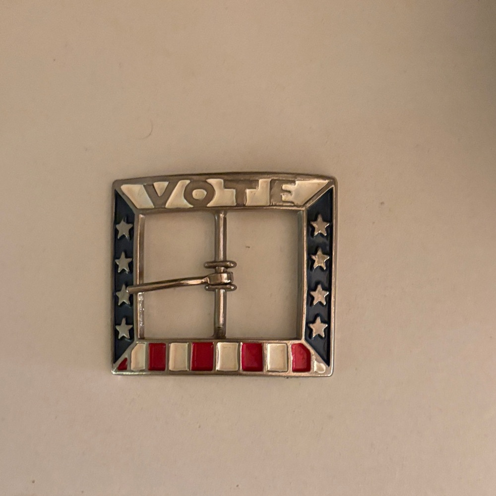 Vote Themed Belt Buckle. Vintage 1940s by PRECISION